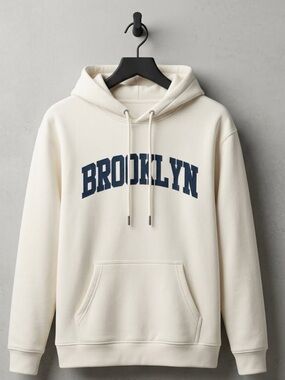 Brooklyn Graphic White Collegiate Hoodie Size Extra Small